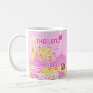 Mug Affiche de voyage à Bangkok Thaïlande Art rétro