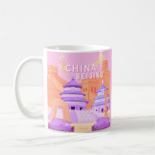 Mug Affiche de voyage à Pékin Chine   Art rose et lava