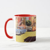 Mug Affiche de voyage ancienne des voitures à câble de (Gauche)