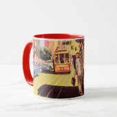 Mug Affiche de voyage ancienne des voitures à câble de (Devant gauche)