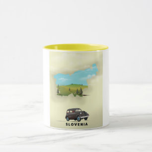 Mug Affiche de voyage carte illustrée de Slovénie