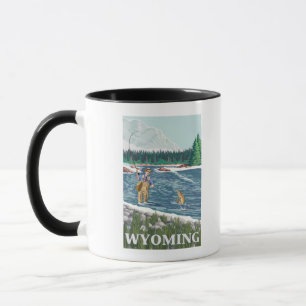 Mug Affiche de voyage de FishermanWyomingVintage de