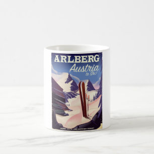 Mug Affiche de voyage de ski d'Arlberg Autriche