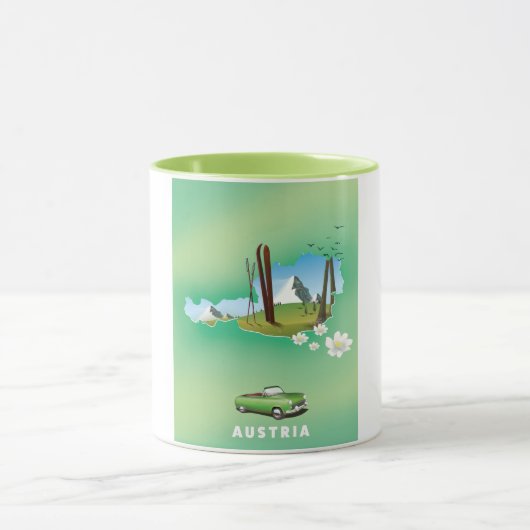 Mug Affiche de voyage de ski en Autriche (Centre)