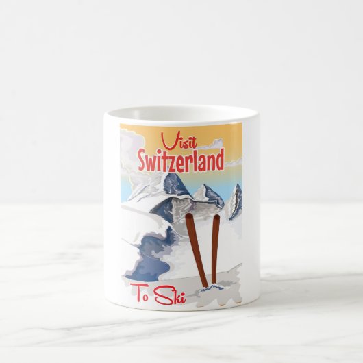 Mug Affiche de voyage de ski en Suisse (Centre)