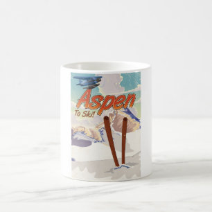 Mug Affiche de voyage de ski vintage Aspen USA