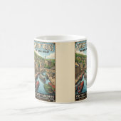 Mug Affiche de voyage de Sowerby Bridge Canal Wharf (Devant droit)