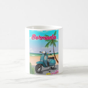 Mug Affiche de voyage en scooter de la plage des Bermu