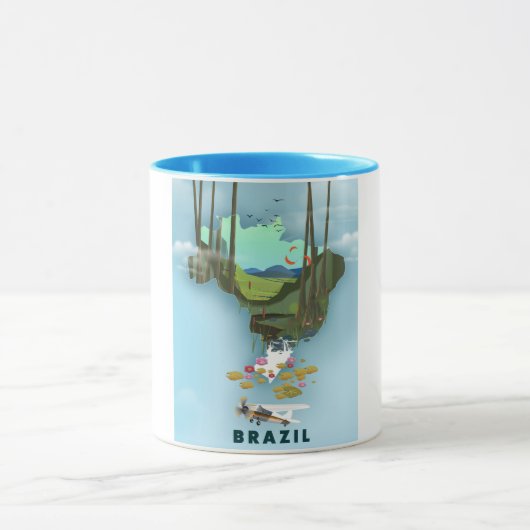 Mug Affiche de voyage illustrée carte du Brésil (Centre)