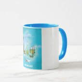 Mug Affiche de voyage illustrée de la carte du Danemar (Devant droit)