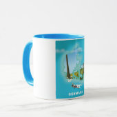 Mug Affiche de voyage illustrée de la carte du Danemar (Devant gauche)
