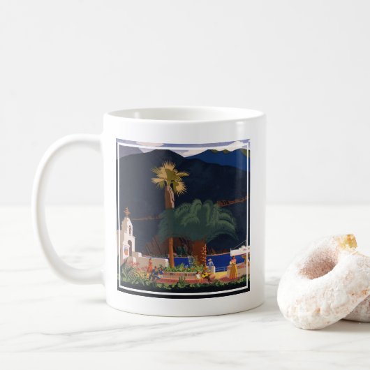 Mug Affiche de voyage - Père Noël Catalina Island, Cal (Avec donut)