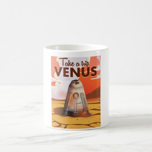 Mug Affiche de voyage pour un voyage sur Vénus. (Centre)