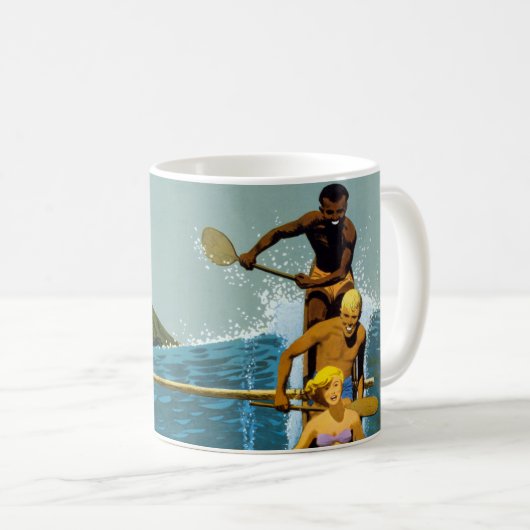 Mug Affiche De Voyage Pour United Air Lines Vers Hawai (Devant droit)