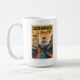 Mug Affiche de voyage rétro Sacramento Californie vint