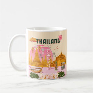 Mug Affiche de voyage rétro vintage Bangkok Thaïlande