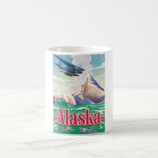 Mug affiche de voyage vintage Alaska USA. (Centre)