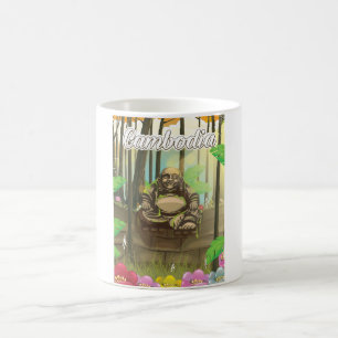 Mug Affiche de voyage vintage Cambodge Bouddha