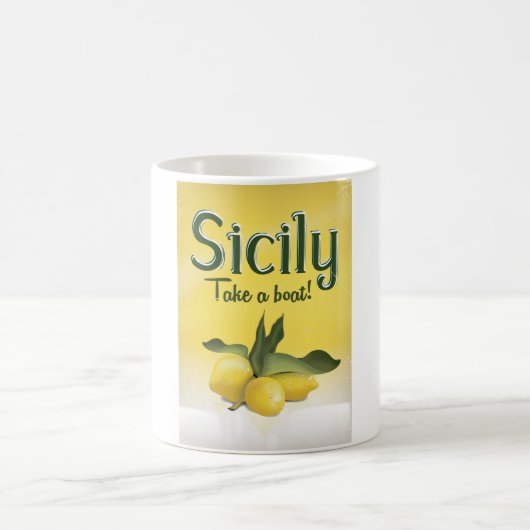 Mug Affiche de voyage vintage citron de Sicile (Centre)
