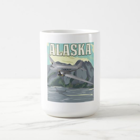 Mug Affiche de voyage vintage d'Alaska (Centre)