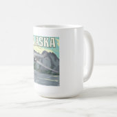 Mug Affiche de voyage vintage d'Alaska (Devant droit)