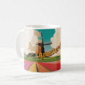 Mug Affiche de voyage vintage d'Amsterdam (Devant gauche)