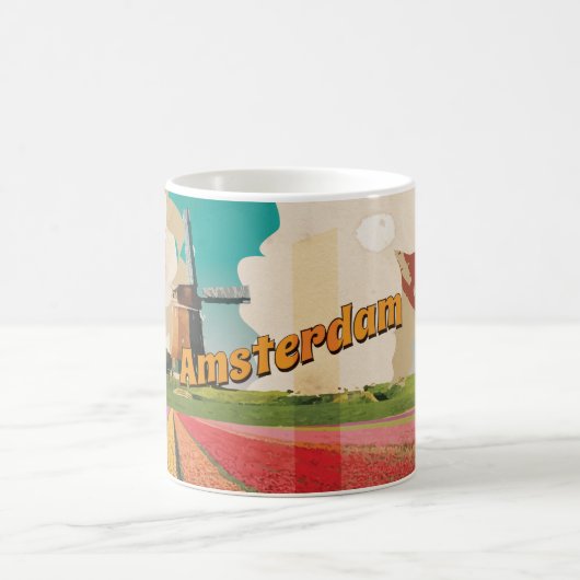 Mug Affiche de voyage vintage d'Amsterdam (Centre)