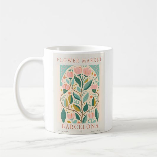 Mug Affiche du Marqueur de fleurs de Barcelone (Gauche)