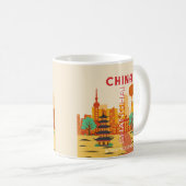 Mug Affiche Rétro de Voyage à Shanghai Chine (Devant droit)