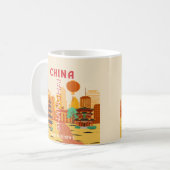 Mug Affiche Rétro de Voyage à Shanghai Chine (Devant gauche)