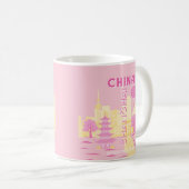Mug Affiche rose de voyage à Shanghai Chine (Devant droit)