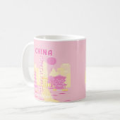 Mug Affiche rose de voyage à Shanghai Chine (Devant gauche)