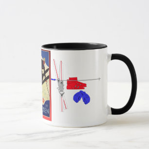 Mug Affiche vintage de ski, Adelboden Suisse