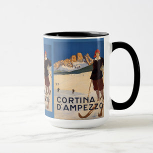 Mug Affiche vintage de ski, Cortina d'Ampezzo, Italie