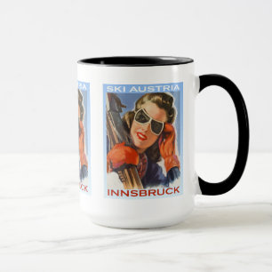 Mug Affiche vintage de ski, ski Autriche, Innsbruck