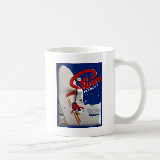 Mug Affiche vintage de ski,    Stowe, Vermont (Droite)