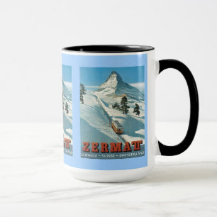 Mug Affiche vintage de ski, Suisse, Zermatt,