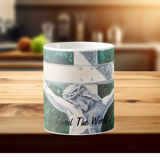 Mug Affirm/Écriture Jean3:16 Œuvre d'art originale pei