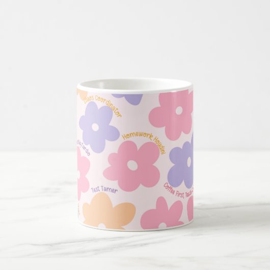Mug Affirmation complémentaire Retro Floral Enseignant (Centre)