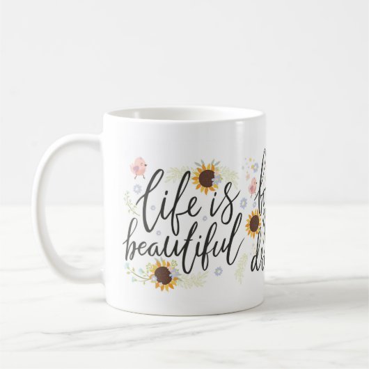 Mug Affirmation Design Fleur de tournesol (Gauche)