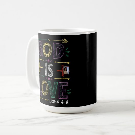 Mug Affirmation divine : Dieu est amour (Devant gauche)