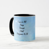 Mug Affirmation/Ecriture Philippiens 4:13 Art original (Devant gauche)