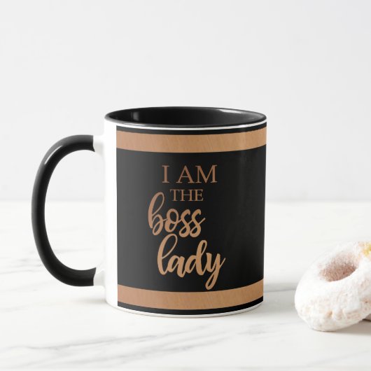 Mug Affirmation I Am Boss Lady Motivational Monogramme (Avec donut)