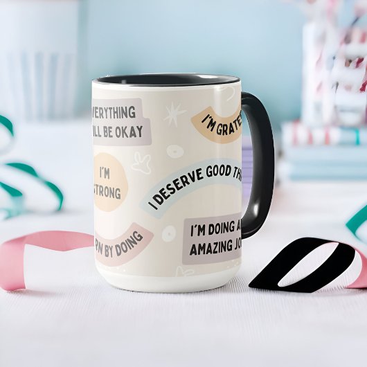 Mug Affirmations Abstraites modernes en formes arrondi