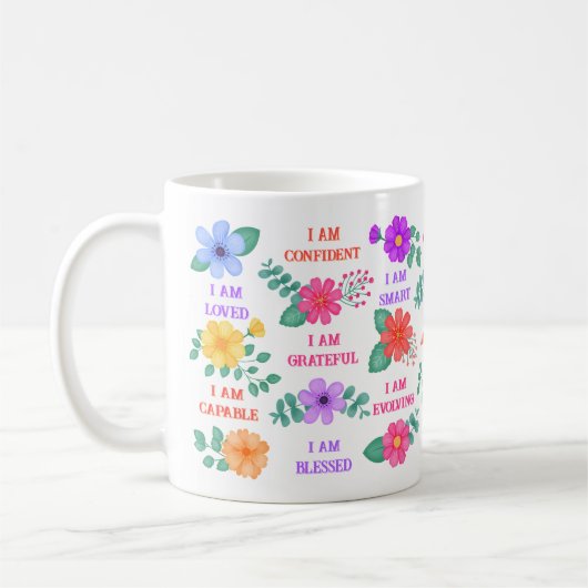 Mug Affirmations Créez Vos Propres Citations Florales  (Gauche)