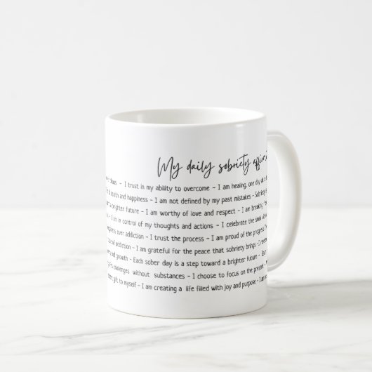Mug Affirmations de sobriété minimes (Devant droit)