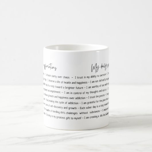 Mug Affirmations de sobriété minimes (Centre)