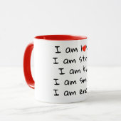 Mug Affirmations Typographie cardiaque Rouge Noir (Devant gauche)