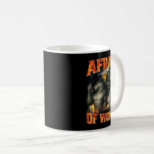 Mug Afraid Of Women Funny Alpha Wolf Meme Cringe Men D (Devant droit)