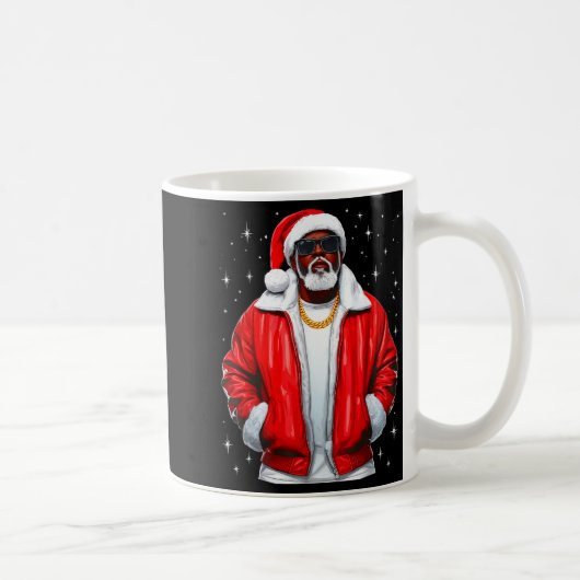 Mug African American Santa Christmas Pajamas Cool Blac (Droite)